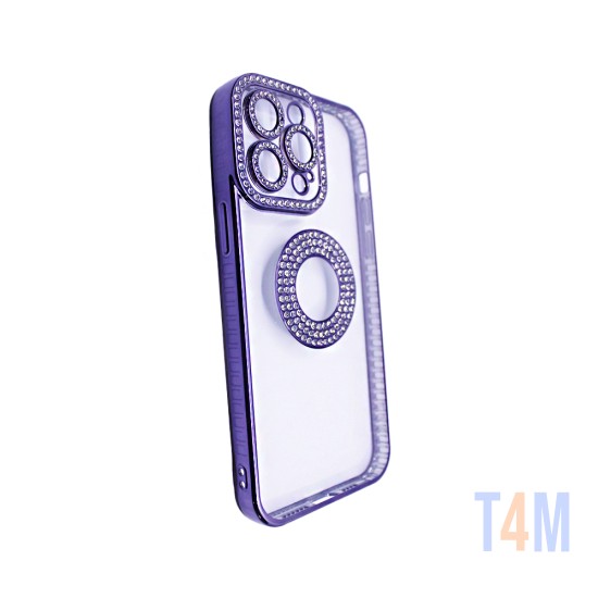 Soft Silicone Case with Diamond Design for Apple iPhone 14 Pro Max Purple